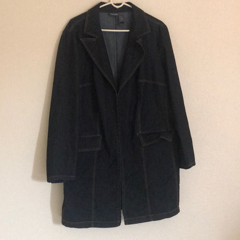 Bisou Bisou Long Stretch Denim Coat Plus Size 2x